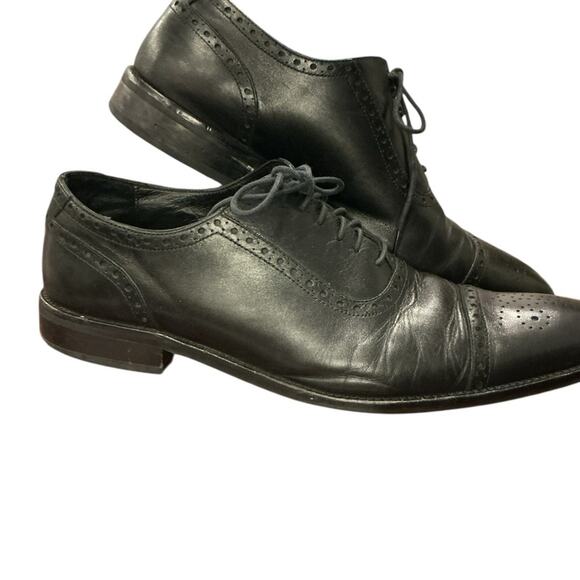Joseph Abboud "Chase" Black Leather Cap Toe Brogue Oxford Shoes 11.5 - Picture 6 of 14